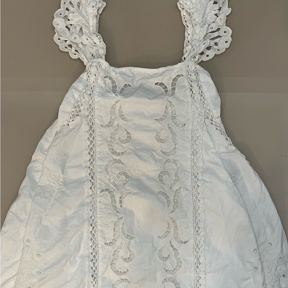Anthropology white lace dress